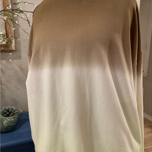 Women's Crew Neck Sweatshirt Thumbholes and Pockets Olive Mint Dip Dye L/XL - Picture 6 of 10